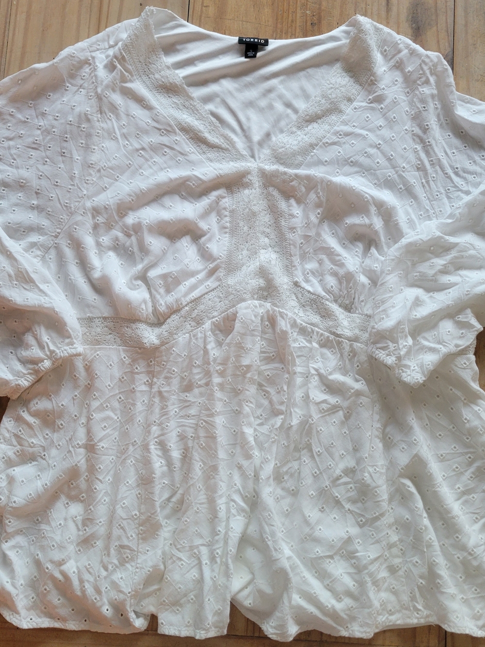 Torrid White Eyelet Peplum Blouse